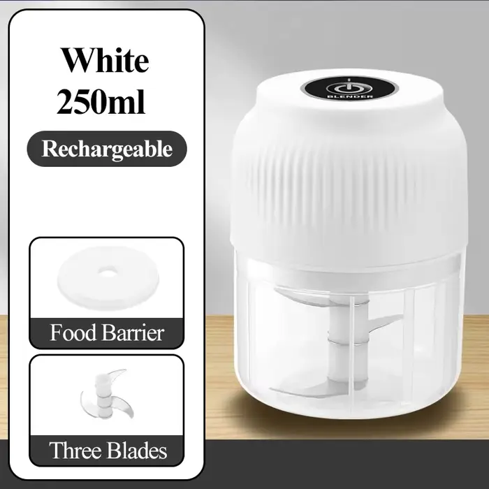 Mini hachoir électrique sans fil USB rechargeable de 250 ml pour légumes, ail et autres aliments – I