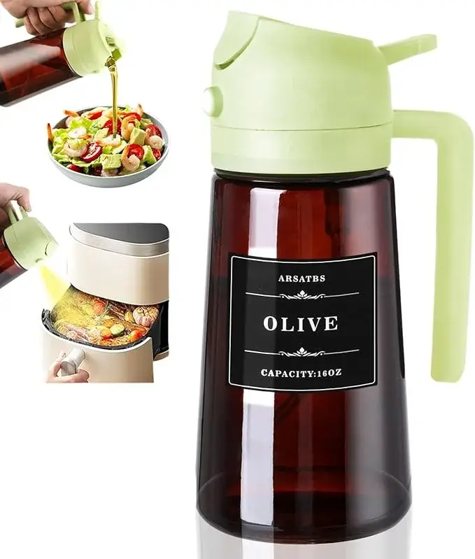 Distributeur et pulvérisateur d'huile en verre 2 en 1