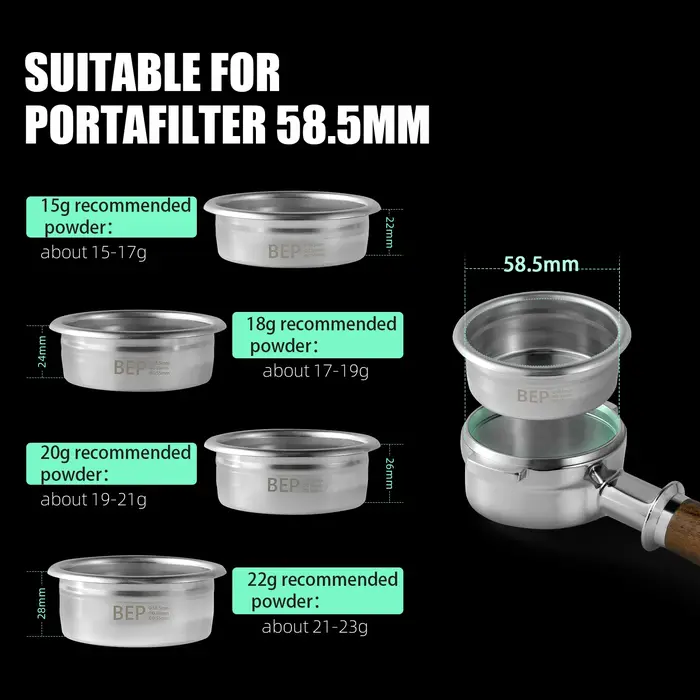 MHW-3BOMBER Expresso Café Filtre mir 12/15/18/20/22g Tasse Double Couche Livre Compatible avec Espre