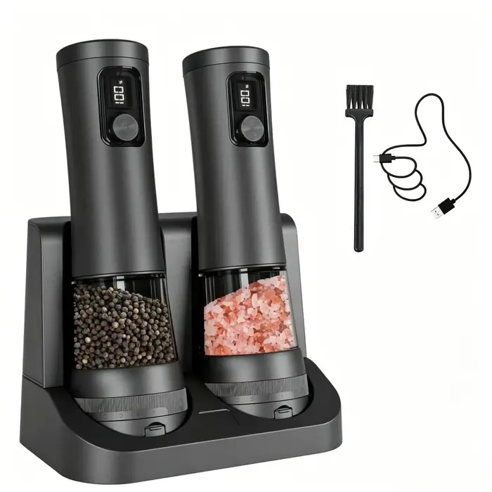 Ensemble de moulins à poivre automatiques avec base rechargeable