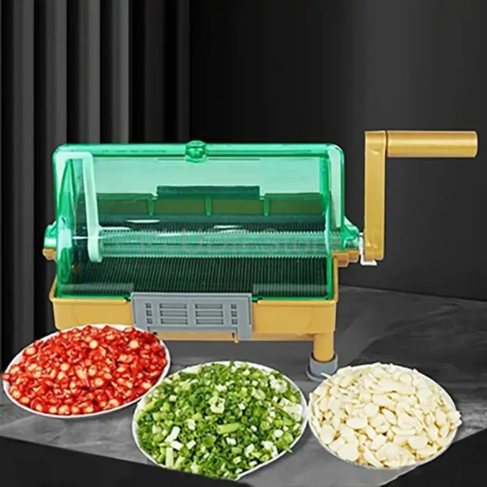 Hachoir manuel pour piments, oignons verts, coriandre, ail – Conception à manivelle – Outil de cuisi
