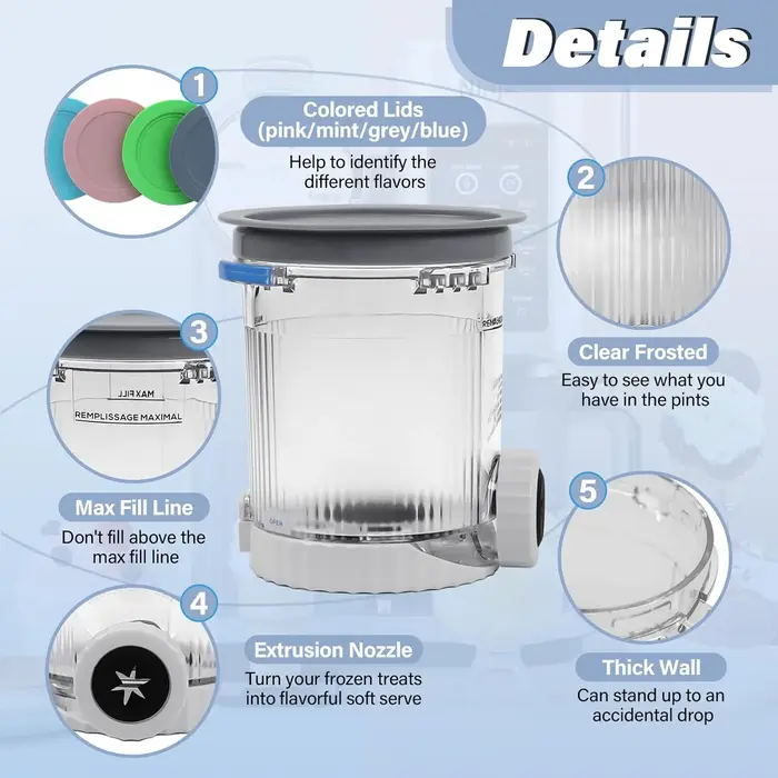 Contenants de remplacement Ninja Creami Swirl Pint avec couvercles assortis compatibles avec les machines à crème glacée