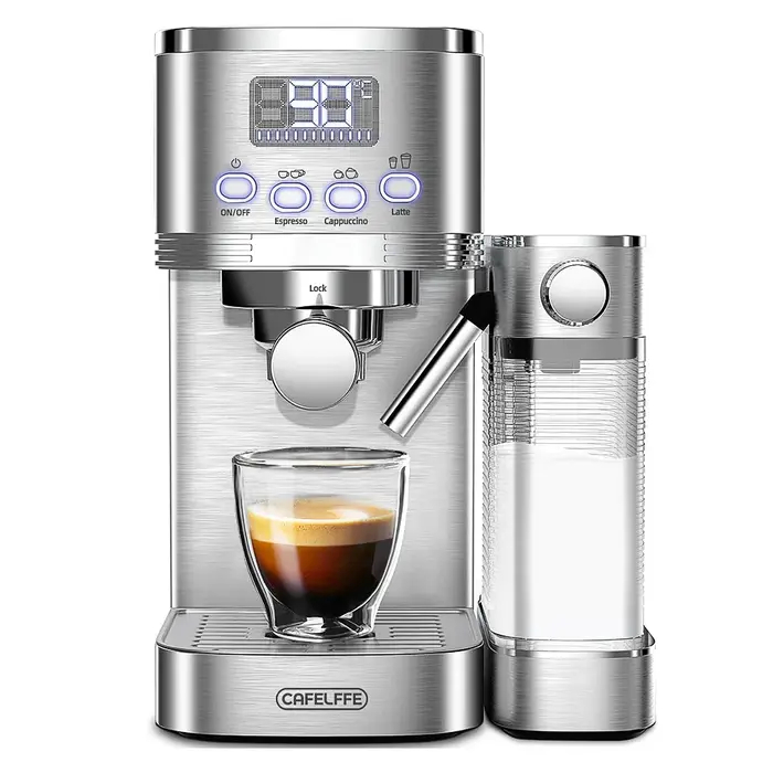 Cafelffe Machines à expresso entièrement automatiques Mousse de lait automatique Café moulu Acier inoxydable Machine à cappuccino Cafétéria 20Bar