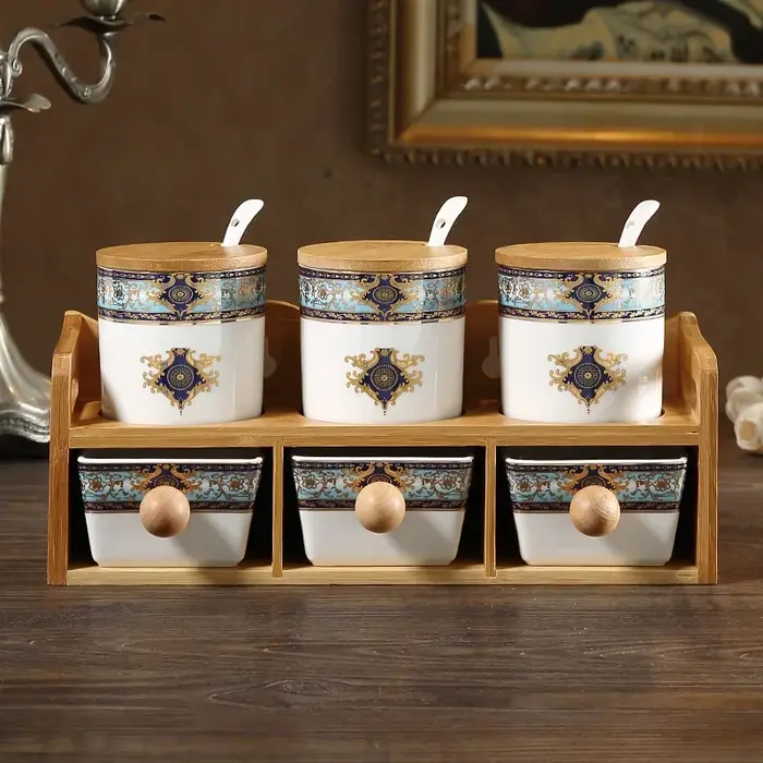 coffret d'assaisonnement en céramique de cuisine