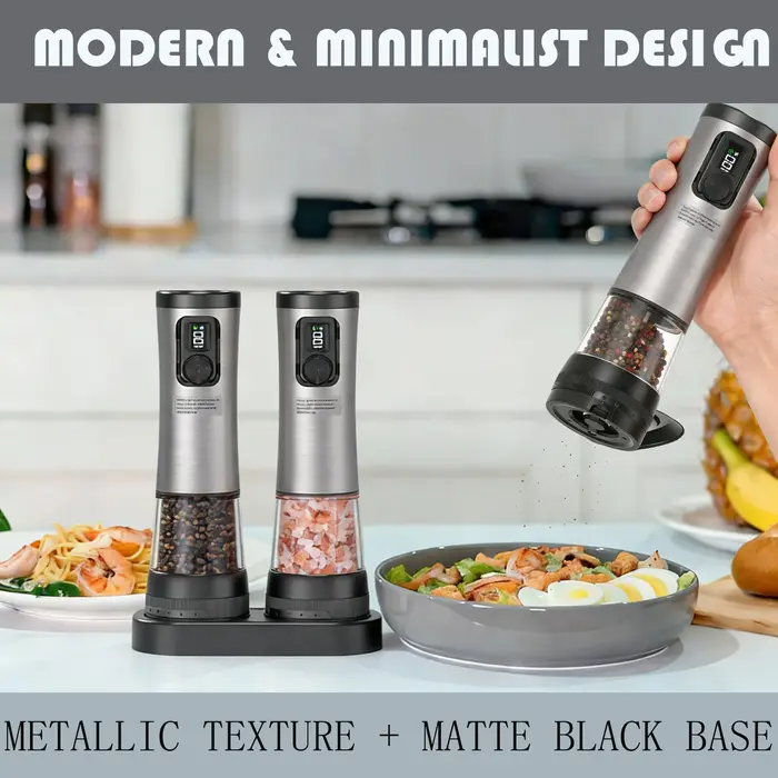 Ensemble de moulins à poivre automatiques avec écran LED