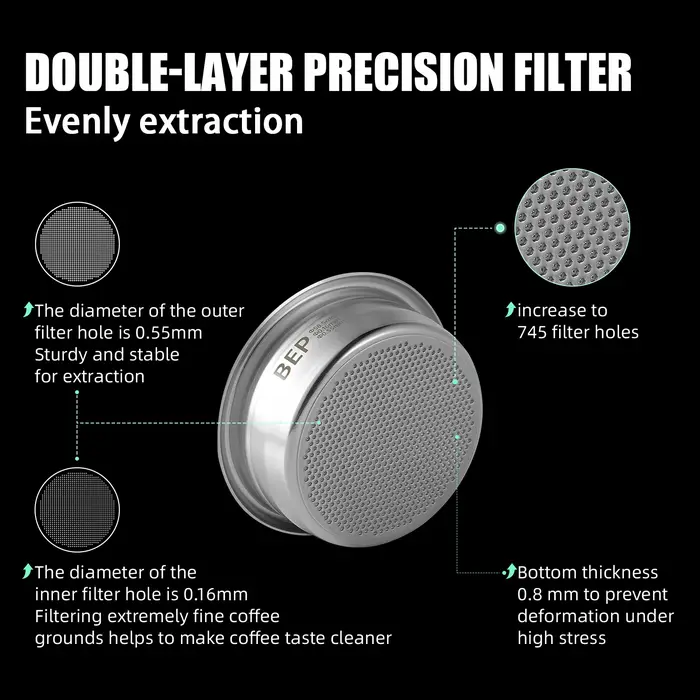 MHW-3BOMBER Expresso Café Filtre mir 12/15/18/20/22g Tasse Double Couche Livre Compatible avec Espre