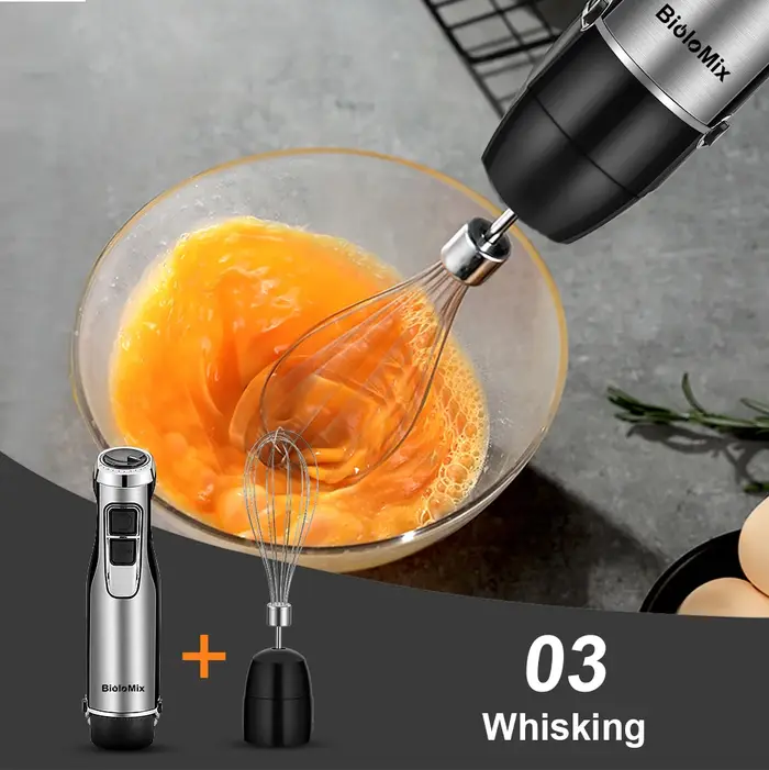 4 en 1 mélangeur à main par Immersion haute puissance 1200 W comprend une tasse de hachoir et un smoothie lames à glace