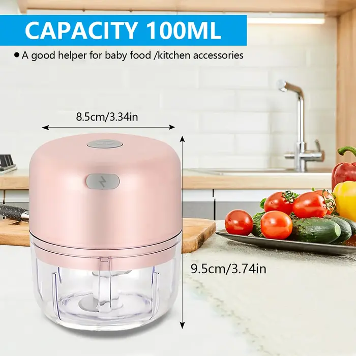 Mini robot culinaire 100ml pour viande, oignons, hachoir à légumes, hachoir à ail électrique sans fi