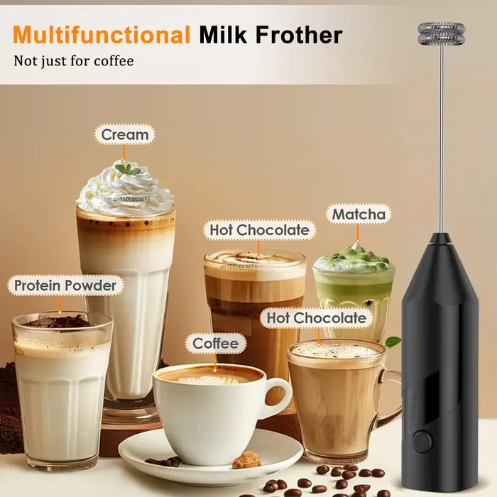 Mousseur à lait électrique portatif sans fil pour café, fouet, mélangeur pour lattes, cappuccino, matcha, œufs