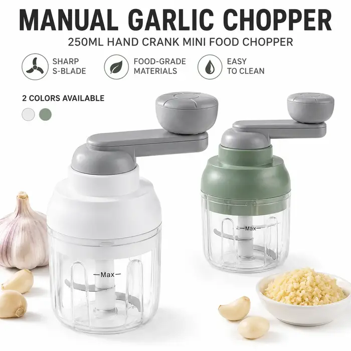 Hachoir manuel 250 ml, presse-ail rotative