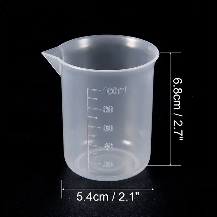 Gobelets de mélange de 100ml, récipient de liquide en plastique, bécher à échelle en résine époxy, g