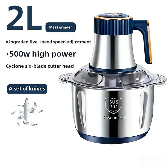 Hachoir Électrique Multifonctionnel 2L 3L 5L en Acier Inoxydable 304, Trancheuse à Légumes, Hachoir 