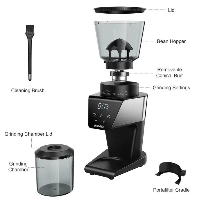 BioloMix-Moulin à café électrique automatique, broyeur à bavures, 30 vitesses pour expresso, café am
