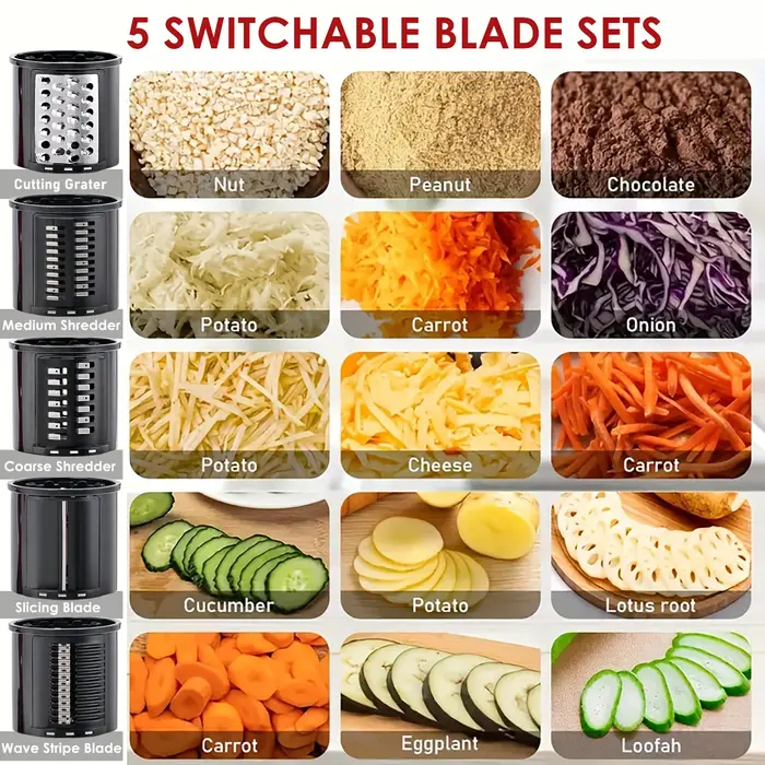 Accessoire de broyeur de trancheuse pour batteur sur socle KitchenAid avec 5 lames
