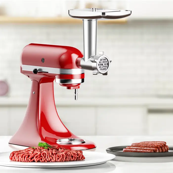 Accessoire de hachoir à viande en métal Gvode pour batteur sur socle KitchenAid avec 4 plaques de hachage