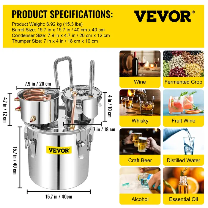 12L 20L 30L 50L distillateur de brassage d'alcool bricolage appareil Moonshine acier inoxydable encore whisky b
