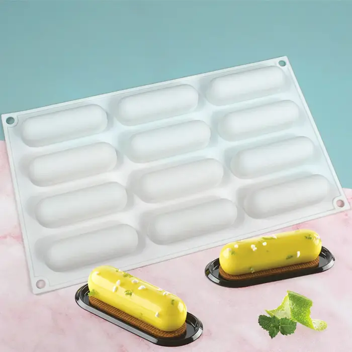 Moule à gâteau en silicone ovale long pour mousse, pâtisseries et desserts, plateau de cuisson DIY p