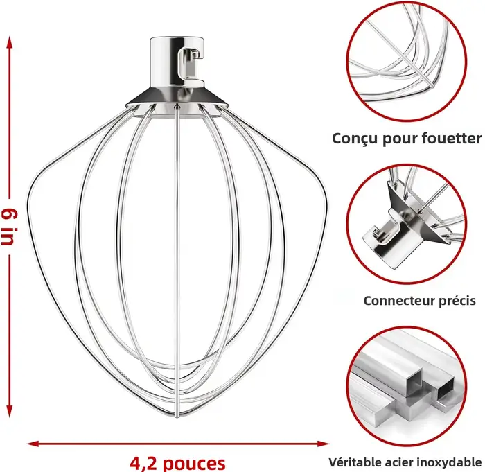 Accessoire de remplacement pour batteur à fil en acier inoxydable K45WW
