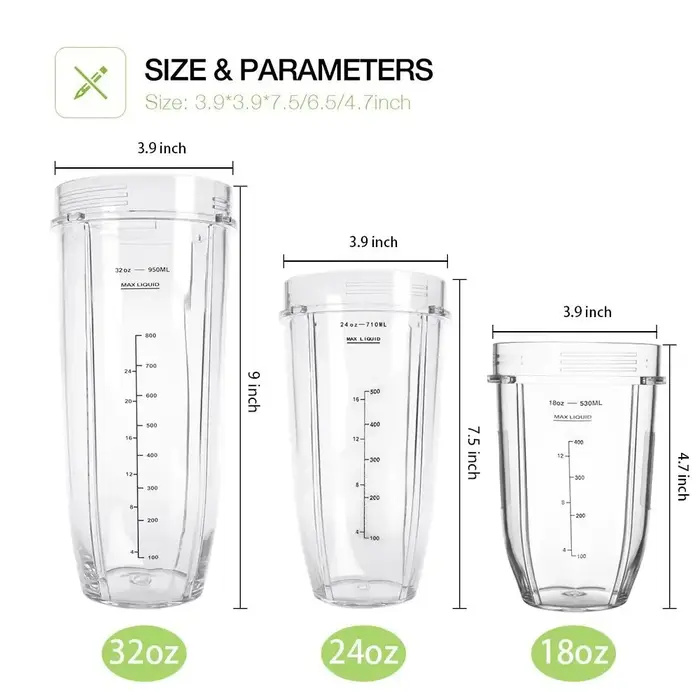Tasses 18/24/32OZ pour mélangeur Ninja avec couvercle