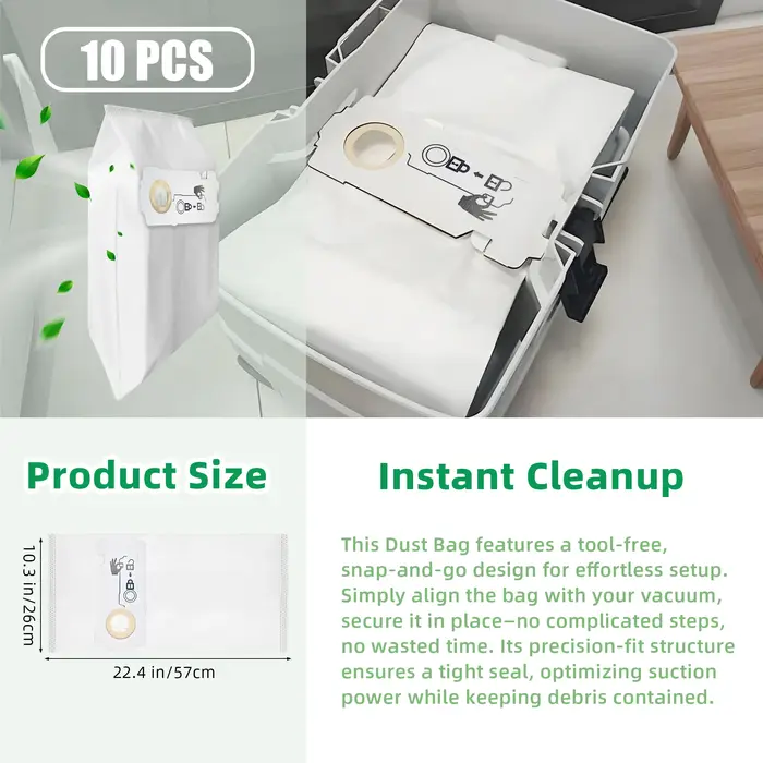 Paquet de 10 pour sac d'aspirateur Festool 204308 CT compatible avec Festool CT MINI, CT MINI I, CT