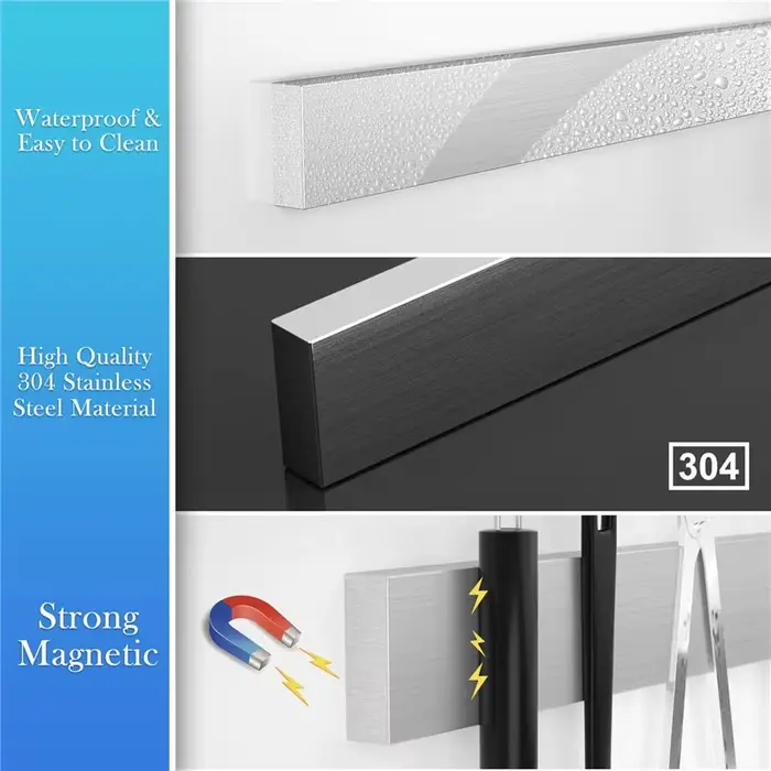 Support de couteaux en acier inoxydable, organisateur de bande, porte-couteau magnétique puissant, s