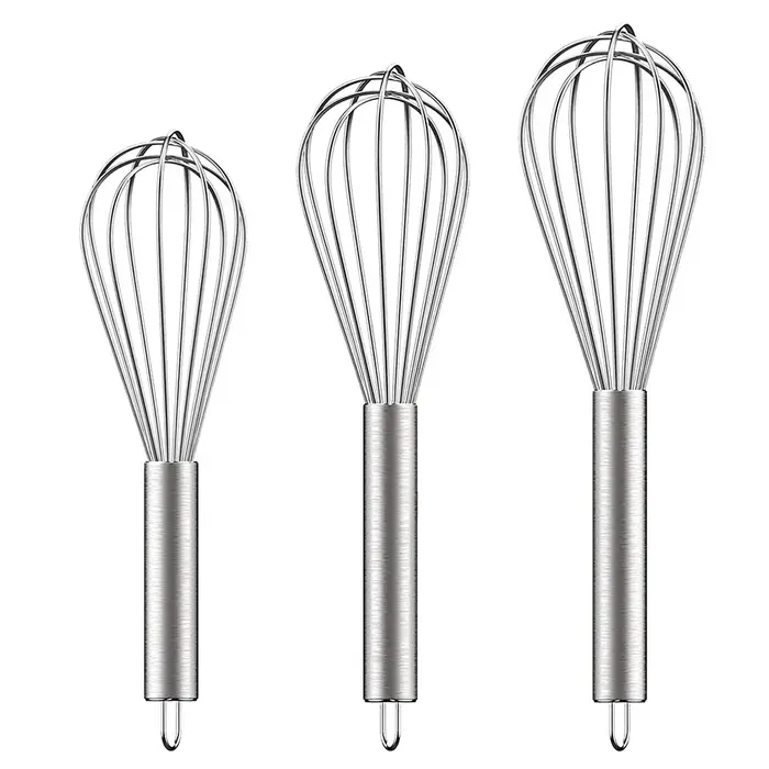 Paquet de 3 fouets en acier inoxydable, 6 fouets à fil, fouets à ballons de cuisine de 8/10/12 pouce