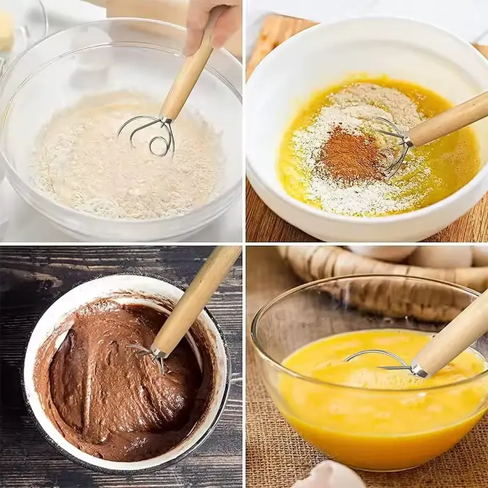 Grande main danois pâte fouet pain mélangeur en acier inoxydable gâteau pâtisserie