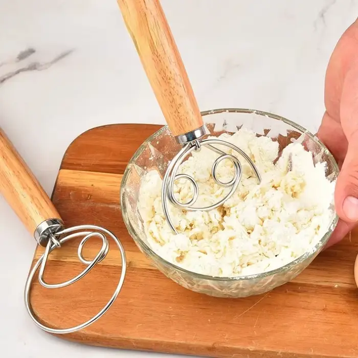 Grande main danois pâte fouet pain mélangeur en acier inoxydable gâteau pâtisserie