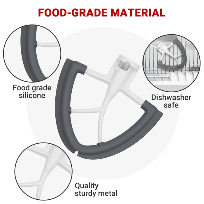 Batteur à bord flexible en silicone pour batteur KitchenAid 4