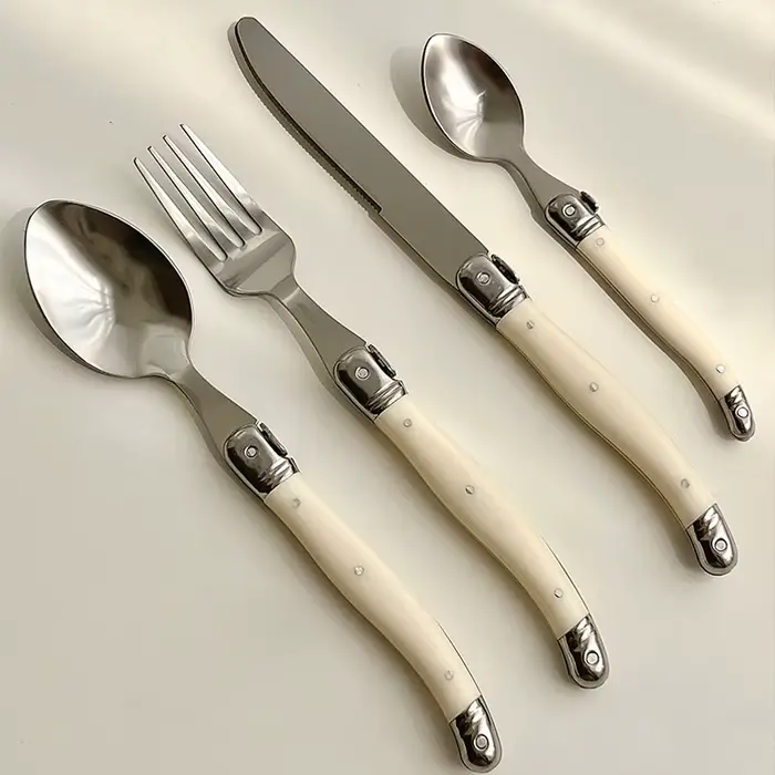 Laguiole – ensemble de couverts, couteau à Steak, fourchette, cuillère à dîner, cuillère à café, cou