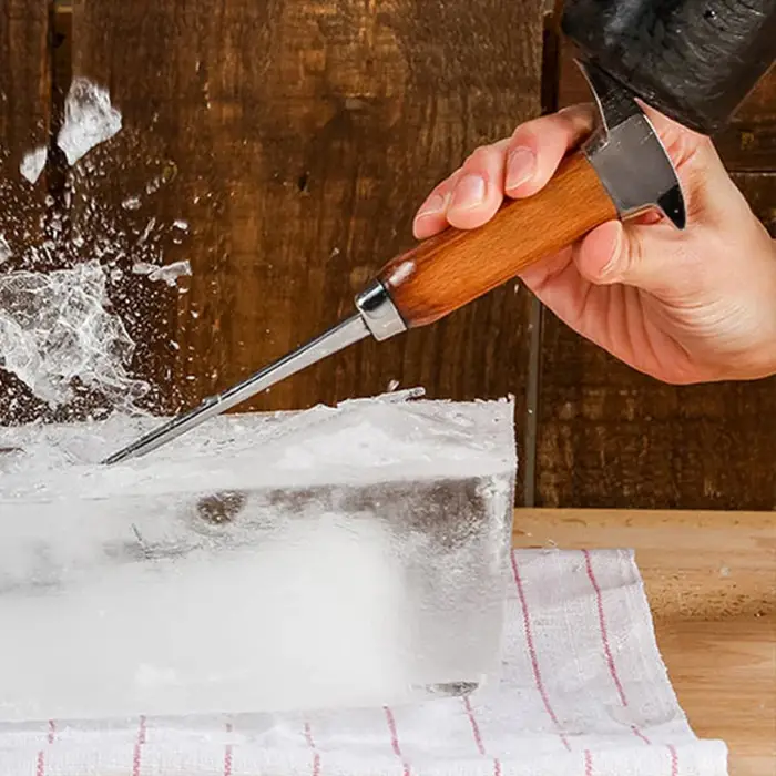 Pick à glace – Picador à glace en acier inoxydable avec manche en bois