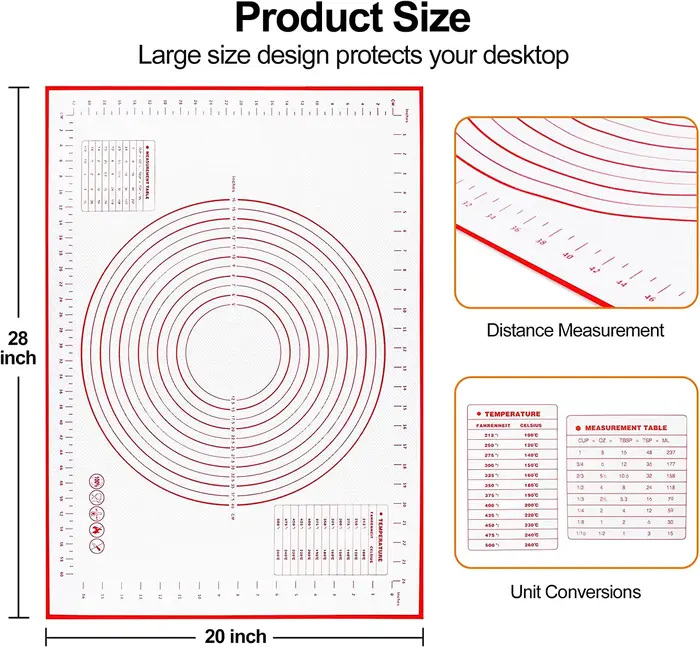 BUYYES 1 pièces tapis de cuisson en Silicone tapis de pétrissage tapis de pâte Pizza gâteau pâte fab