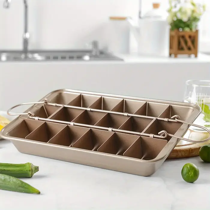 Moule à gâteau Brownie avec séparateurs (12.2 ''x 7.7''), poêle à pain en acier inoxydable, poêle à