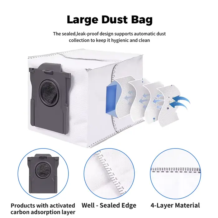 Sacs à poussière et chiffons de nettoyage pour aspirateurs Dreame X30/X40/X50 Ultra S10/S30 Pro Ultr