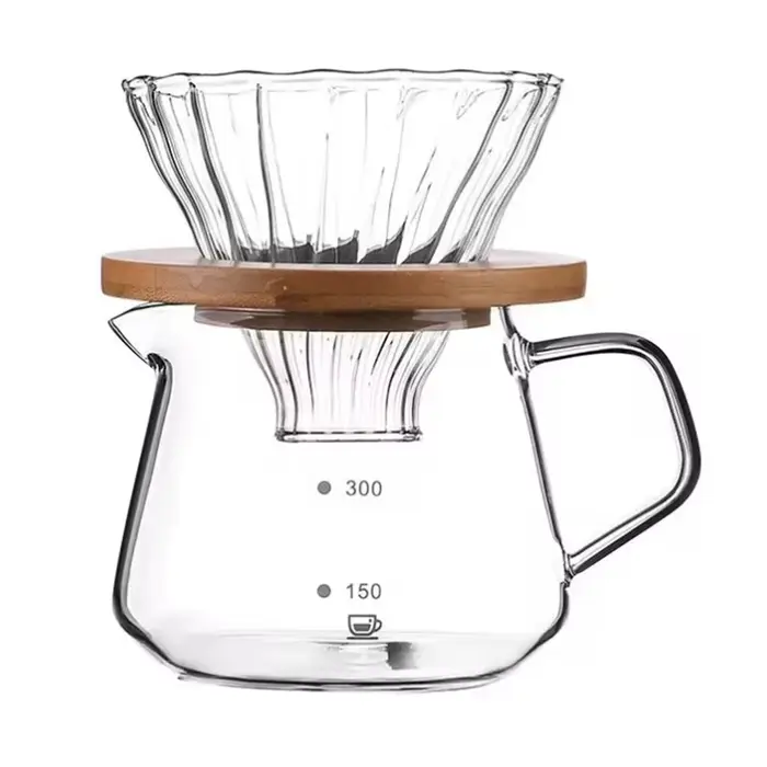 1 ensemble de cafetière à filtre en verre de 300 ml/600 ml avec carafe en verre et filtre à café en 