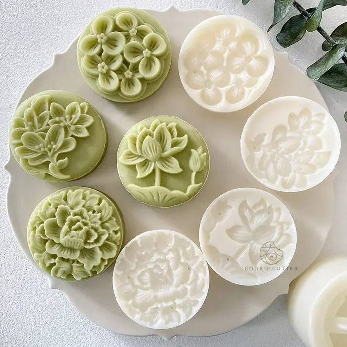 Moule à gâteau de lune rond en forme de fleur, style pastChevchinois, pression à la main 3D, outils 
