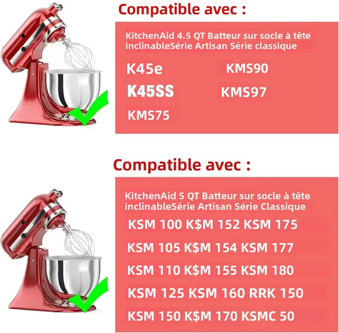 Accessoire de remplacement pour batteur à fil en acier inoxydable K45WW