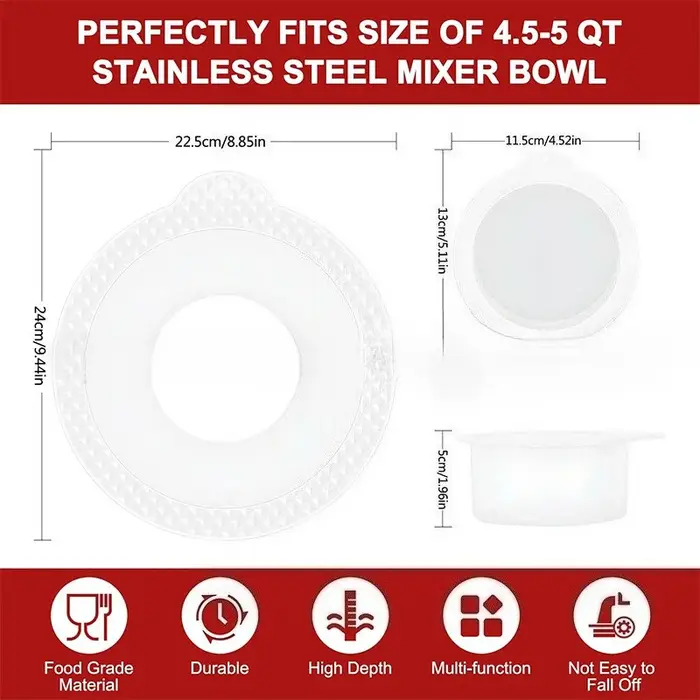 Couvre-bol en silicone pour mélangeurs sur socle à tête inclinable de 4