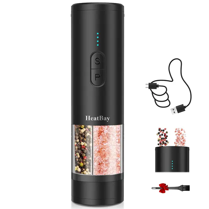 Moulin à poivre rechargeable par USB avec lumière LED