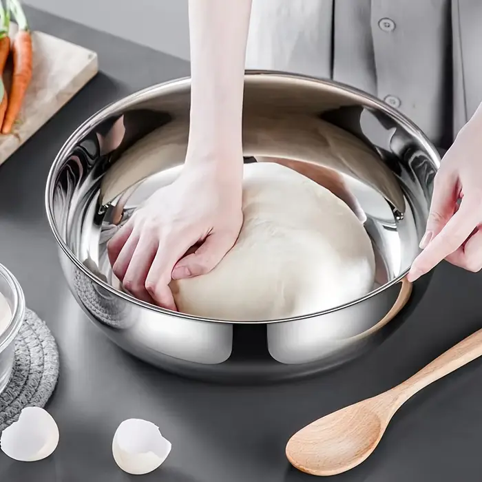 Grand bol à mélanger multifonctionnel en acier inoxydable – Parfait pour les ingrédients de pâte