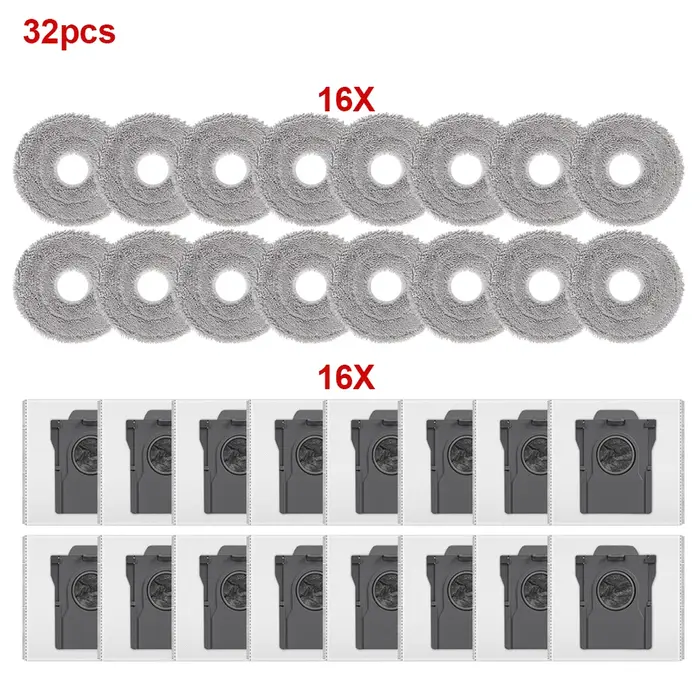 Sacs à poussière et chiffons de nettoyage pour aspirateurs Dreame X30/X40/X50 Ultra S10/S30 Pro