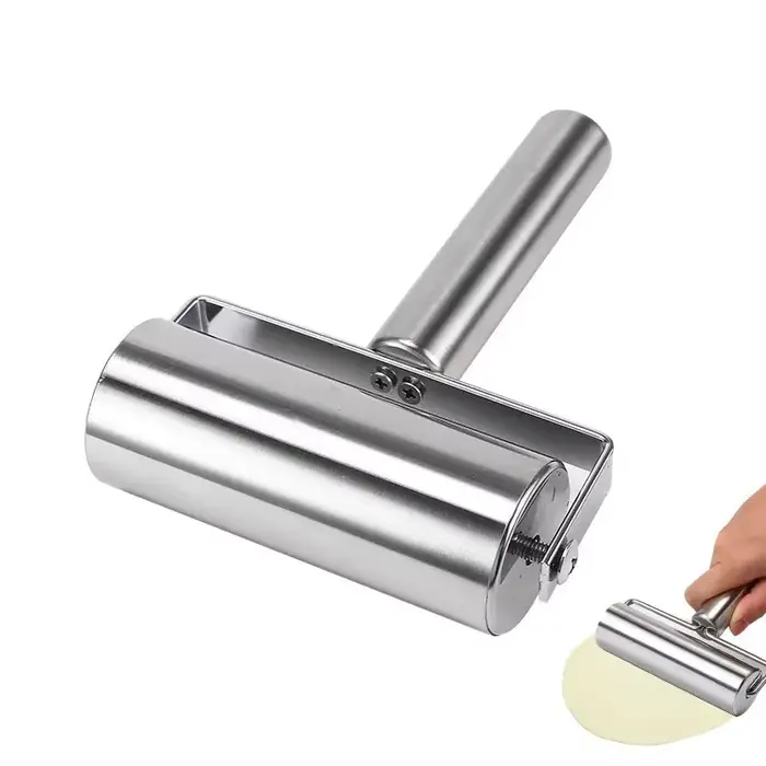 Rouleau à pizza en acier inoxydable pour boulangers, outil de cuisine pour pâtisserie et la cuisson 