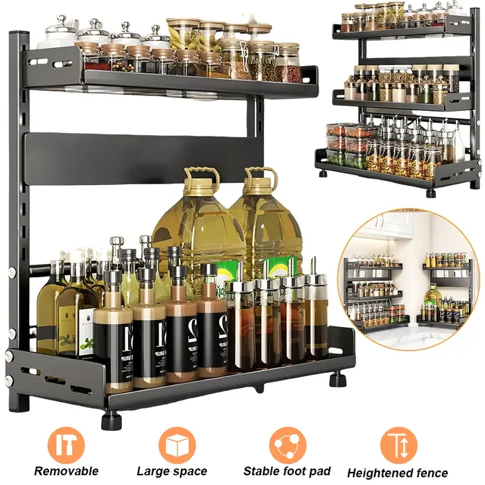 [Stock ue] étagères de cuisine support de rangement de cuisine pot Organization placard assaisonneme
