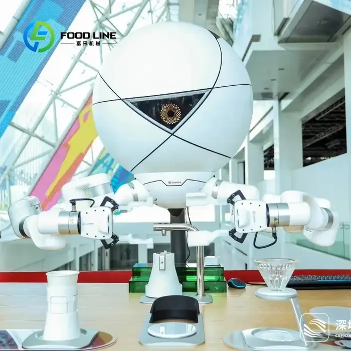 Robot à café intelligent personnalisé avec bras robotique à vision IA pour brassage automatique et l