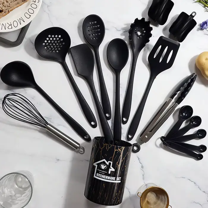 Ustensiles de cuisine en Silicone de qualité alimentaire, rose, 18 pièces, ustensiles, tourneur, spa