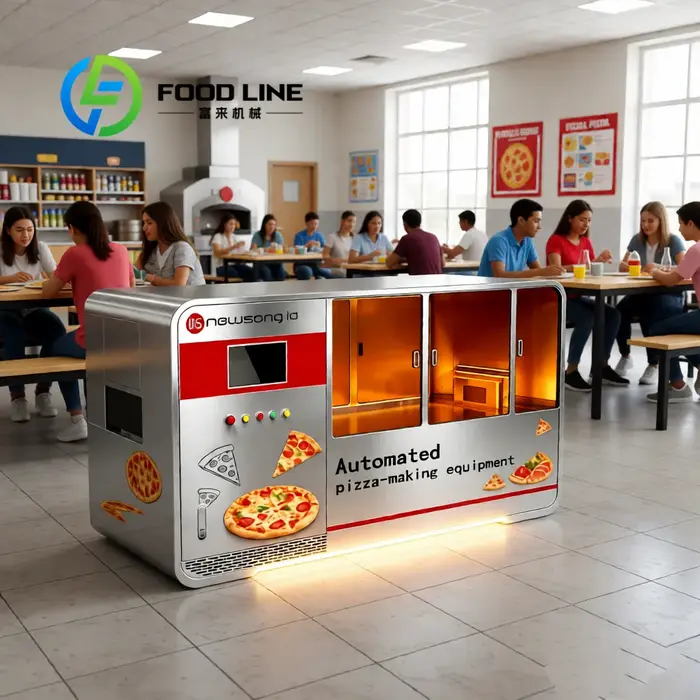 Machine à pizza automatique personnalisable équipée d'un menu intelligent et de plusieurs recettes.