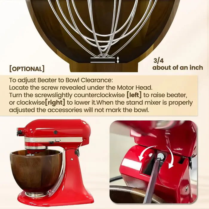 Bol mélangeur en bois de noyer 5QT pour batteurs sur socle inclinable KitchenAid 4
