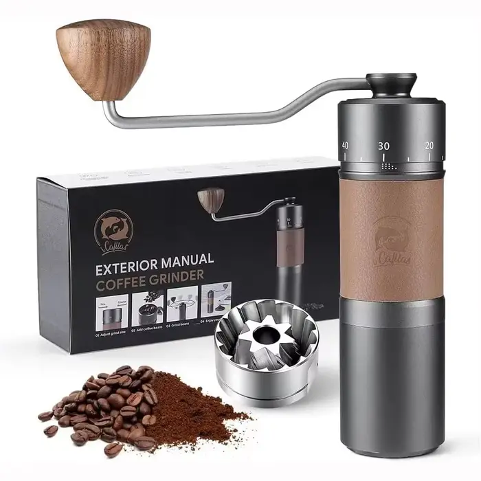 Icafilas – moulin à café manuel en acier inoxydable 420, moulin à grains de café à 7 cœurs, épaisseu