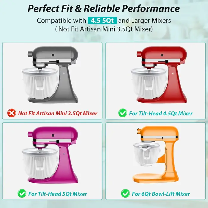 Accessoire de machine à crème glacée pour batteur sur socle KitchenAid