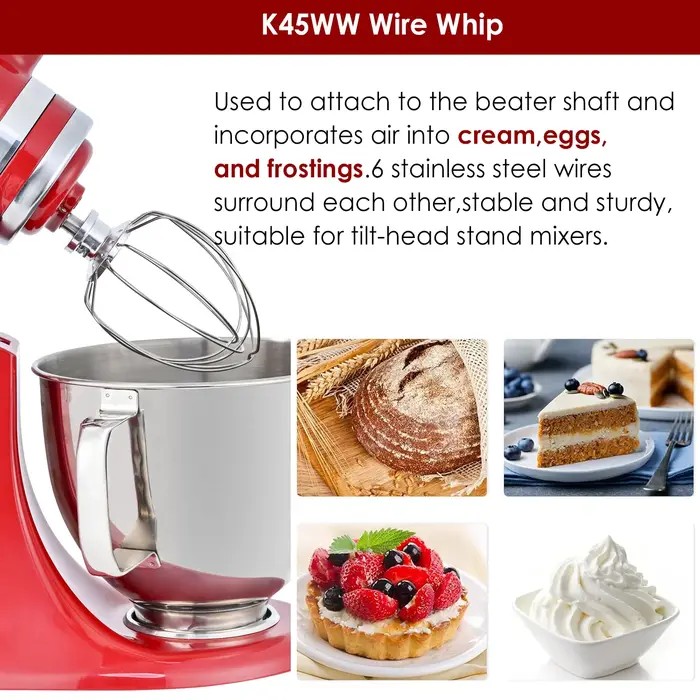 Fouet en fil d'acier K45WW pour mélangeur à tête inclinable KitchenAid Artisan Series